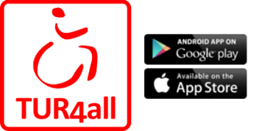 Logo de la aplicación TUR4all, Apple Market y Google Play